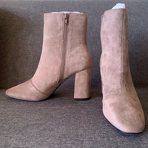 Lulu’s Taupe Suede High Heel Mid-Calf Boots